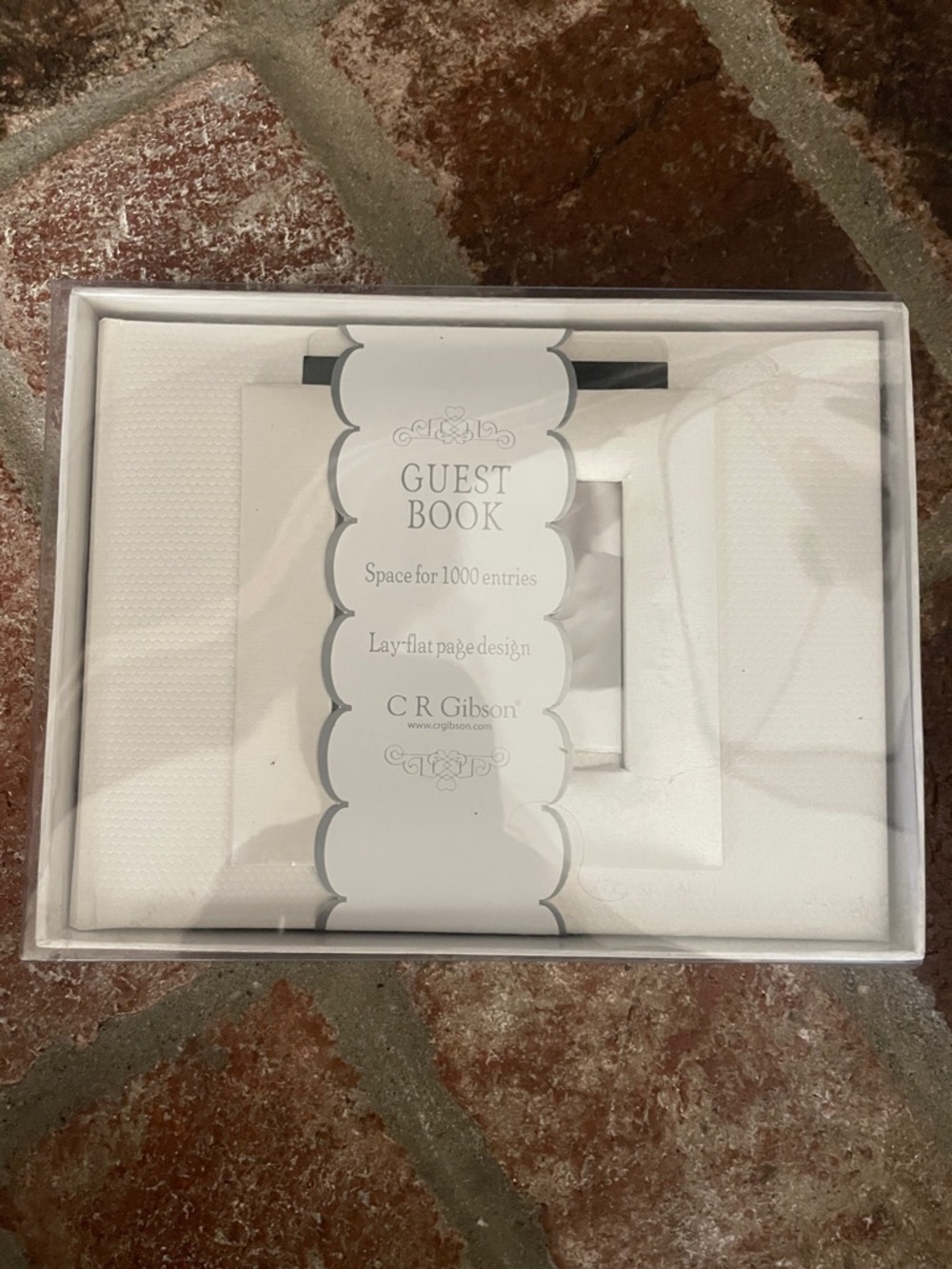 Gibson White Guest Book with Silver Accents
